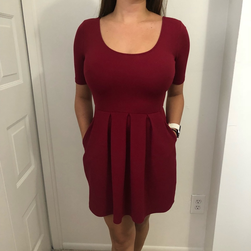 Lush A-line Skirt Dress Maroon